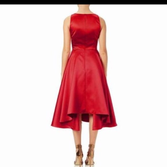 Classy Beautiful Red Satin Tiered Cocktail Dress - Picture 4 of 4